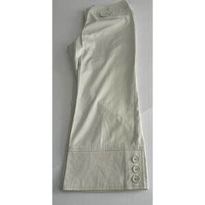 Tribella Ladies Tan Cropped Pants w/ Cute Button Details - size 10 NWT